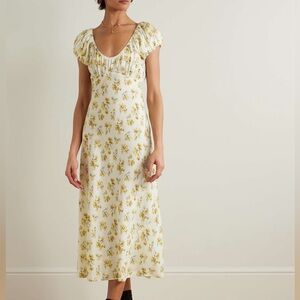 Doen Florencia Floral-Print Silk-Blend Midi Dress XS